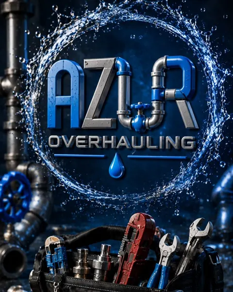 AZUR Overhauling brand artwork with plumbing tools and logo